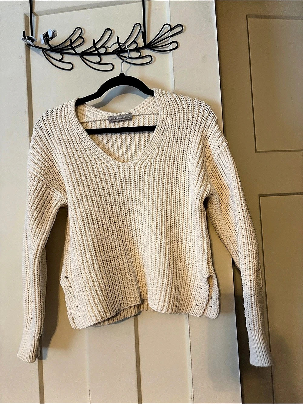 Everlane Cream Cotton Knit Chunky Sweater Size XS